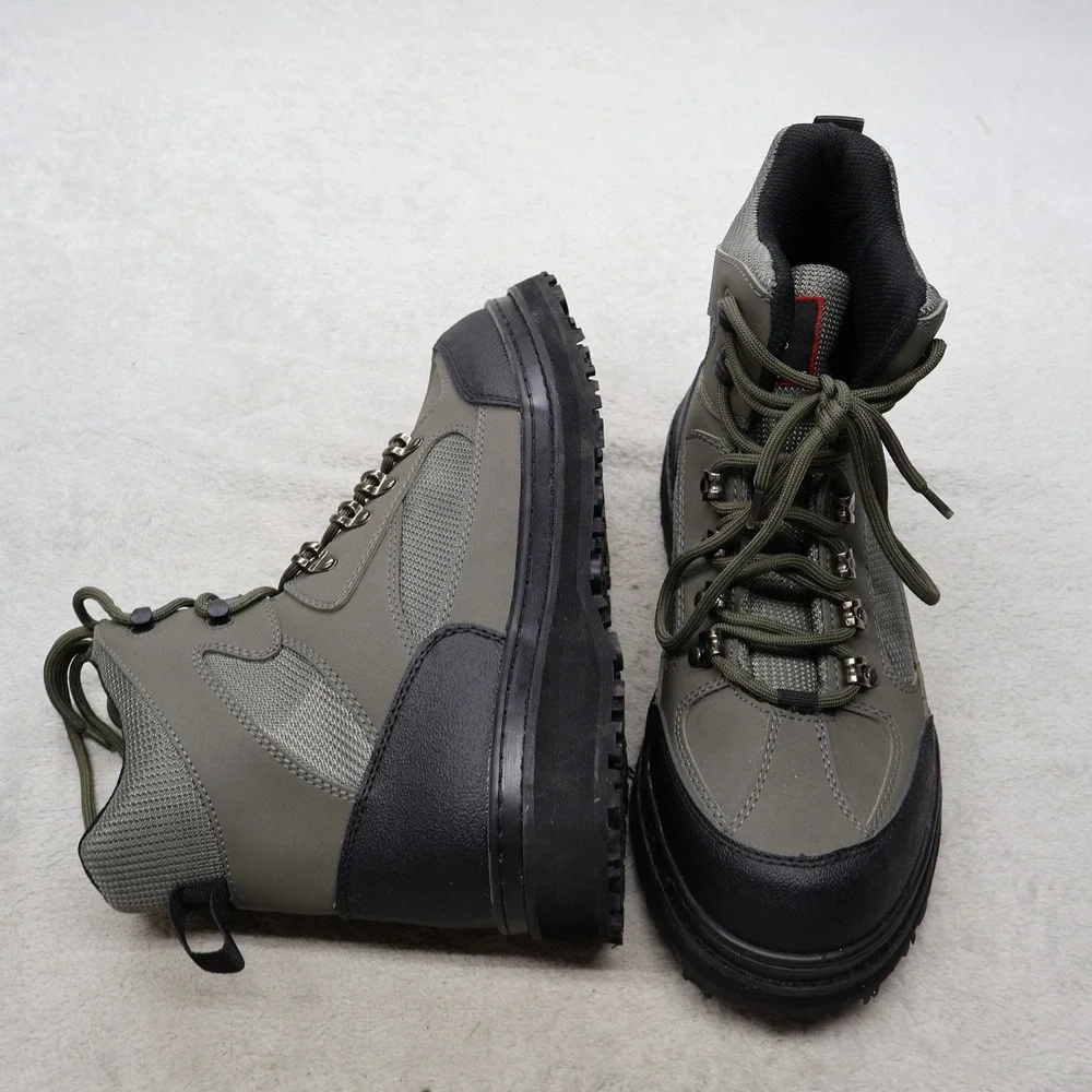 8Fans Mens 10 Hiking Boots Black All Terrain Utility Lug Sole Lace FSW-20231205